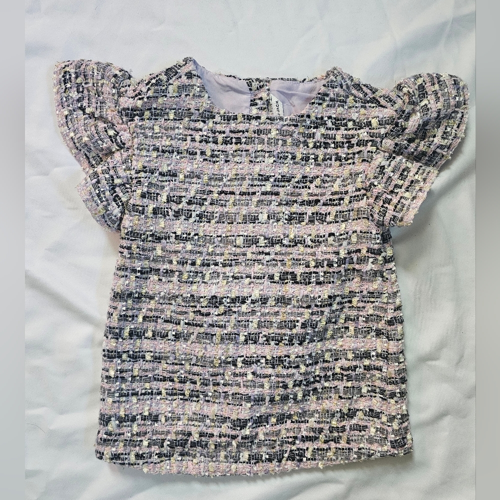 Janie and Jack Lavender Shimmer Bouclé Dress With Detachable Bloomers- 3-6 Month